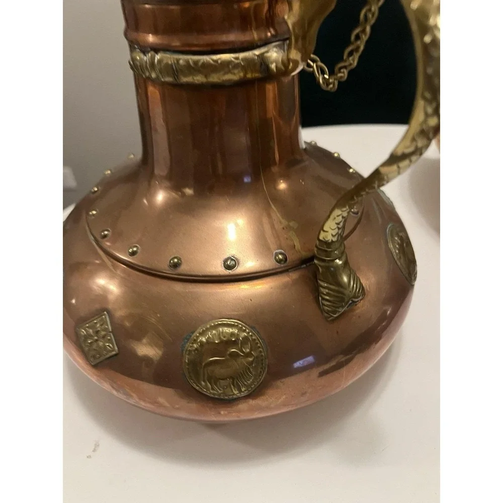 Vtg Middle East Copper / Brass Tea Pot Mystic Brass Creatures Approx 11" height - Picture 3 of 15